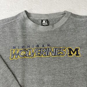 Vintage 90s Starter Michigan Wolverines Sweatshirt Mens M Embroidered Waffle
